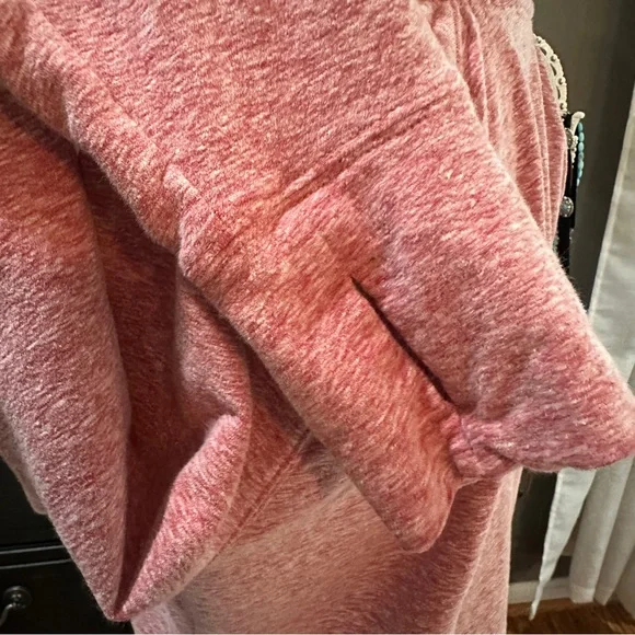 Athleta Cozy Cowl Neck Pullover Top Heathered Pink Thumbholes Size L - Picture 7 of 16